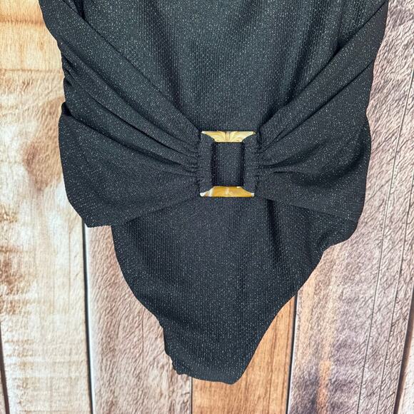 Leonisa Swimsuit One Piece Black Sparkle XL Beach Vacation Pool Resort Cruise - Picture 4 of 9